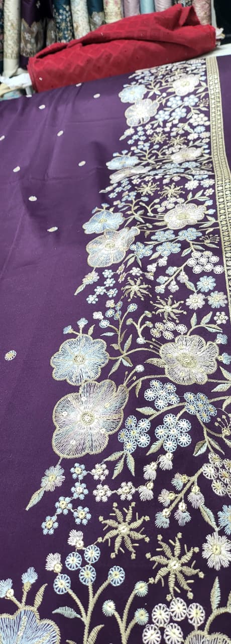 Gulbahar Floral Embroidered Fabric